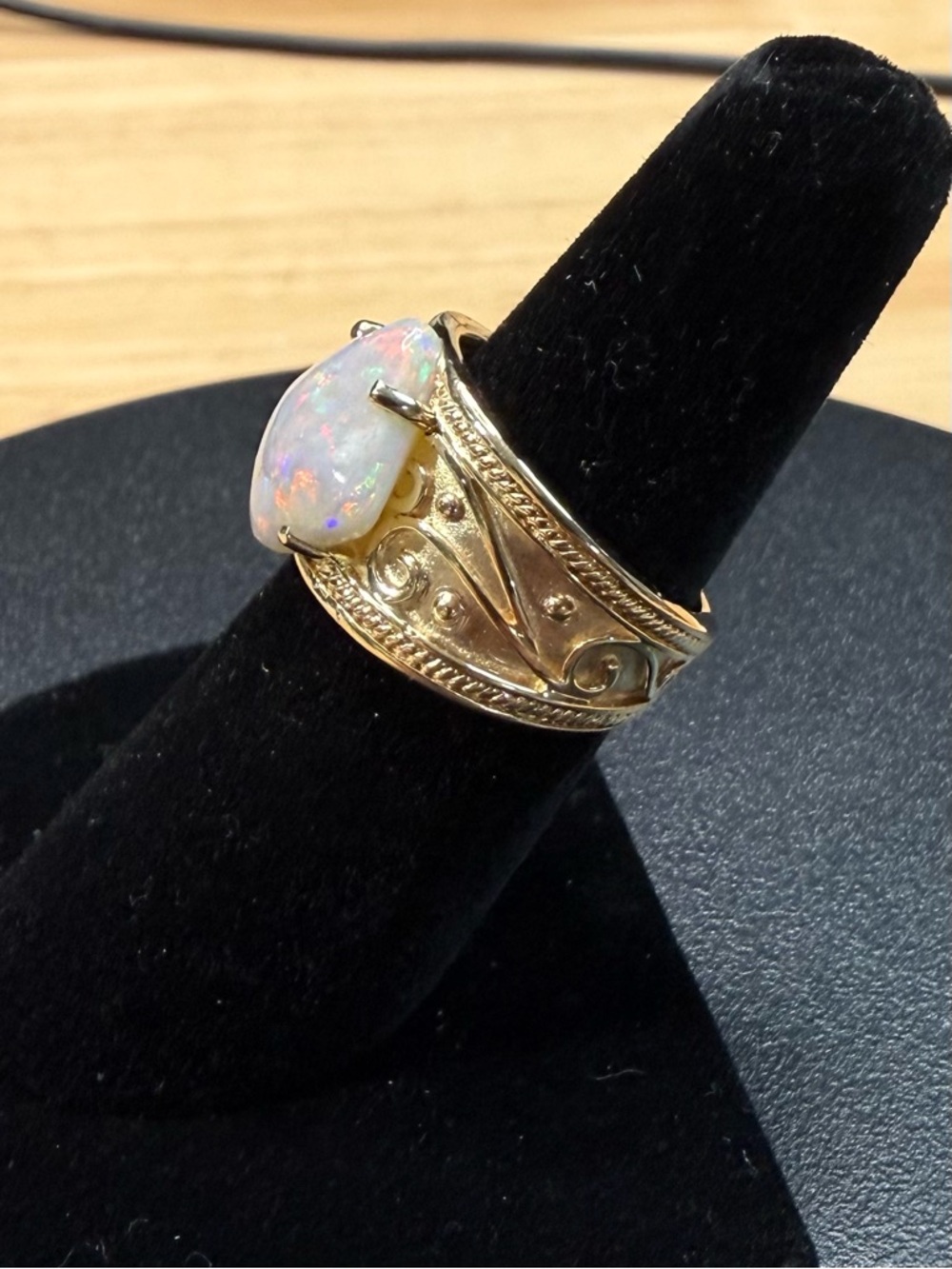 14k Gold Australian Opal Statement Ring - Picture 8 of 13